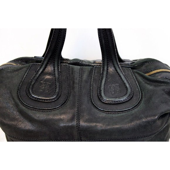 Givenchy Nightingale Black Leather Bag Satchel Bag Removable Strap Pockets - Picture 4 of 12